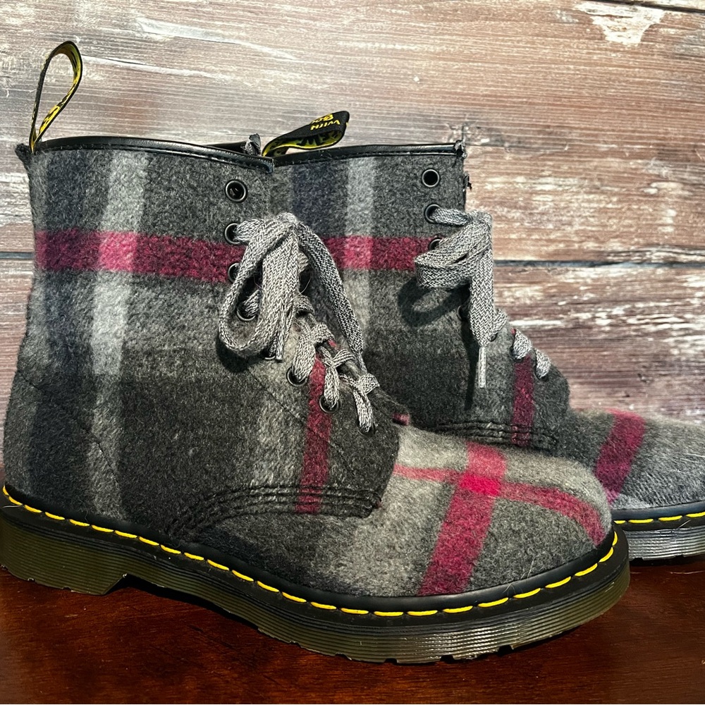 Dr. Martens Wool Plaid Castel Combat Boots